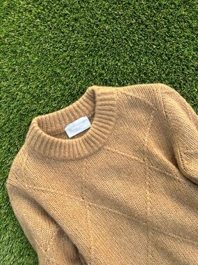 Everlane Tan Diamond Knit Crewneck Sweater XXS (Fits XS Oversized)